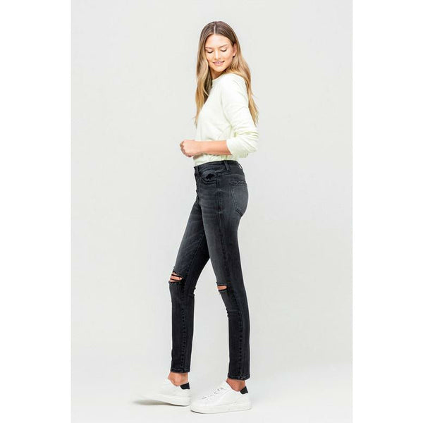 Denim - Vervet By Flying Monkey High Distressed Button Fly Ankle Skinny -  - Cultured Cloths Apparel